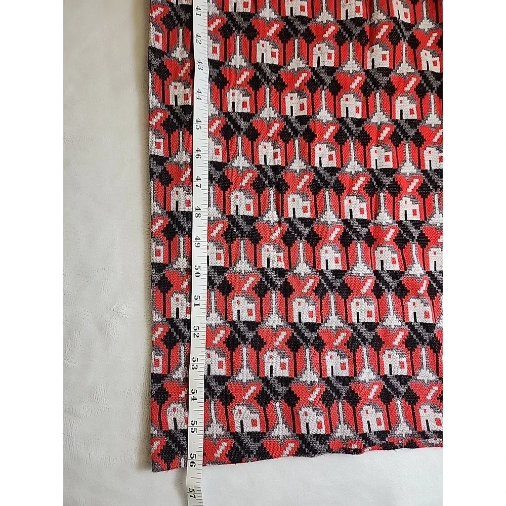 Vintage MOTHERHOOD Knit House Print Red Maternity Maxi‎ Dress SIZE M Acrylic